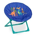 Relaxdays Moonchair Kinder, Dino, faltbar, HxBxT: 47 x 50 x 48 cm, Kinderstuhl draußen & drinnen, Kindersessel, blau