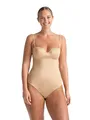 DORINA SUBLIME SCULPT Damen Leicht Gepolsterter String Bodysuit, Mittlere Kontrolle, Verborgene Bügel, Drahtlos, Verstellbare Abnehmbare Träger, Druckknopf-Schritt, Beige