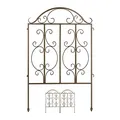 Relaxdays Gartenzaun aus Stahl, Zaunstecksystem 3er Set, verzierter Vorgartenzaun, Zaunelement HxB: 98 x 63,5 cm, Bronze