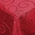 DecoHomeTextil Kringel Tischdecke, Quadratisch 90 x 90 cm Dunkelrot, schwere Qualtität, glänzend, Damast Tafeldecke