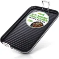 NutriChef Grillplatte,56x32cm-Plancha Grillplatte-mit Rillen, Grillpfanne-Antihaftbeschichtet, Grill Pan, Gusseisenpfanne, Bratpfanne- mit Fettabfluss