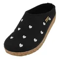 HAFLINGER Grizzly Cuoricini Filzpantoffel Herz Hausschuh Kork (Schwarz 203), Gr 40