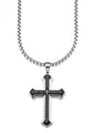 Bruno Banani Kette mit Anhänger Schmuck Geschenk Halskette Kreuz Venezianerkette Silber Schwarz