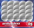 20 x CR1225 CR 1225 WILHELM Lithium Knopfzelle 3V 52 mAh ø12 x 2,5 mm Batterie DL1225
