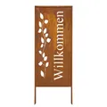 Kapaga - Sichtschutz Metall - 100 cm x 40 cm - Willkommensschild Willkommen - Edelrost - Rostoptik Sichtschutz für Garten - Sichtschutzelement - Sichtschutzwand - Gartendekoration Zaun - Rost
