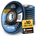 10x Amboss ZFS Fächerschleifscheibe Korn:40 Ø125mm