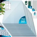 Kesser - 14x Polycarbonat Hohlkammerstegplatten 4mm 10 25 M2 Doppelstegplatte - 1210x605 50x Klammern + 50x Z-clips Stegplatte Gewächshausplatte Transparent / 121 X 60.5 Cm