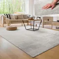 Paco Home Moderner Kuscheliger Wohnzimmer Teppich Kurzflor waschbar flauschig Weich Einfarbig Felloptik zeitlos stilvoll rutschfest pflegeleicht, Grösse:200 cm Quadrat, Farbe:Silber