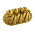 Nordic Ware Kastenform geflochten, Original Gugelhupfform aus Aluguss, Gugelhupfform mit Flechtmuster, Kuchenform Made in USA, Farbe: gold