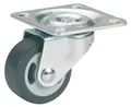 Dörner + Helmer Möbel-Lenkrolle, 30mm x 14mm, TPE-Rad, 20kg Tragkraft, Softrad, 40mm x 40mm Platte, ohne Bremse