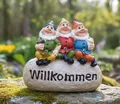 Gartenzwerge Dekofigur lustige Zwerge WILLKOMMEN Gartendeko Figur  wetterfest...