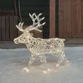 Lights4fun 3-in-1 LED Rentier Beleuchtet 70cm Hirsch Figur Timer Weihnachtsbeleuchtung Außen und Innen Batteriebetrieb