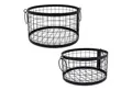 Spetebo Aufbewahrungskorb Metall Gitterkorb rund mit Griffen schwarz 2er Set (Anzahl, 2 St., SET), jedes Körbchen mit 2 Griffen