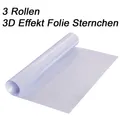 3x 3D Effekt Folie Sternchen 100x33cm Stärke 0,15 mm Sterncheneffekt Sterneffekt