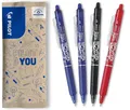 PILOT - FriXion Clicker 0.7 Set - 4 Stück: 2x Blau, 1x Schwarz/Rot/Grün - Radierbarer, Nachfüllbarer Gel- Tintenroller mit Druckmechanik und löschbarer Tinte - Komfortables Schreiben - Mittlere Spitze