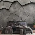 Kraftvolle 3D Fototapete mit Beton Polygonmuster als Vliestapete – Schwarz, Anth