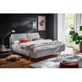 Polsterbett Sabetta 140x200 Stoff Puente hellgrau Metallkufe chrom - Hellgrau/Silber