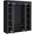 Calicosy Stoffkleiderschrank, Schwarz, Metall, 45x175x80 cm, Schlafzimmer, Kleiderschränke