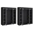 SONGMICS Kleiderschrank, 2er Set, Stoffschrank, mit Kleiderstange und Ablagen, Soffüberzug, für Schlafzimmer, Ankleidezimmer, 150 x 45 x 175 cm, schwarz LBD019B02