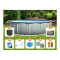 Steinbach Aktionsangebot Stahlwand Swimming Pool Set "Grande rund", Ø 549 x 135 cm, Zubehörset L (inkl. Filteranlage, Grundreinigungsset, Solarabdeckplane, Chlorgranulat, Chlortabs, pH - (minus) Granulat, Algezid, Wärmepumpe, Pool Technikbox)