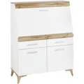 Carryhome Sekretär, Weiß, Eiche, Kunststoff, 2 Schubladen, 98x124x39.6 cm, Kabeldurchlass, Stauraum, Arbeitszimmer, Schreibtische, Sekretäre
