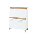 Innostyle Sekretär Sekretär in weiß, Absetzung in Eiche Altholz Nachbildung (mit 1 Klappe, 2 Schubkästen und 2 Holztüren)