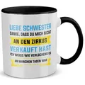 22Feels Tasse Grosse Schwester Geschenk Geburtstag Weihnachten Ältere Geschwister, Keramik, Made in Germany, Spülmaschinenfest, Zweifarbig schwarz|weiß