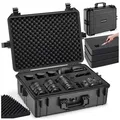tectake Kameratasche Kamerakoffer (56 x 42 x 21 cm), aus robuster Hartschale mit 4 dicken Schaumstoffeinlagen schwarz L | 42,00 cm x 21,00 cm