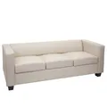 B-Ware 3er Sofa Couch Loungesofa Lille Kunstleder, creme