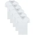 Yazubi T-Shirt modisches Shirt Mythic (Spar-Set, 5er-Pack) bequemes T-shirt mit V-Ausschnitt weiß XS (40/42)