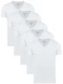 Yazubi - 5-Pack Basic T-Shirt - Mythic - Tee V-Neck Tshirt Herren Weiss - Tshirts Männer - Weisses T Shirt, Weiß (Brilliant White 114001), XS