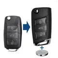Auto Schlüssel Funk Fernbedienung 1x Klapp Umbau Gehäuse 3 Tasten + 1x Rohling HAA + 1x CR2032 Batterie kompatibel mit VW SEAT Skoda bis BJ. 11/2009