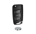 mt-key Auto Klapp Schlüssel Umbau Gehäuse + 1x HAA Rohling + passende CR2032 Knopfzelle, CR2032 (3 V), für Seat Skoda VW GOLF PASSAT bis BJ. 11/2009 Funk Fernbedienung