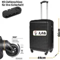 Christian Wippermann Großer L Koffer für Herren Damen 4 Rollen Hartschalenkoffer Reisekoffer 80L Volumen 44x66x28 cm - Schwarz