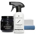 CREVIVE Lederreiniger 250 ml & Leder Reparatur Set Marineblau 300 ml (Blau) - Lederpflege Auto - Lederreparatur Sofa - Autositz Reparatur