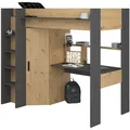 Hochbett Heavy mit Kleiderschrank und Schreibtisch - Artisan Eiche