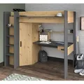 Parisot Hochbett in Artisan Eiche / Schwarz - 205x179x117cm (LxHxT)