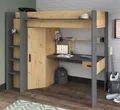 Hochbett Eiche Artisan und schwarz Jugendzimmer Leiter Kompakt Set Parisot Heavy