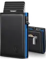 TENBST Geldbörse Herren, Premium Portmonee Herren mit RFID Schutz, Slim Geldbörse Münzfach, Kartenetui mit 10 Fächern, smart Wallet，Geschenke zum Vatertag - Blau-Schwarz