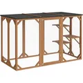 Freilaufgehege Katzen 180 X 80 X 111,8 Cm Mit 3 Liegeflächen, Wetterfestes Katzengehege Garten, Katzenhaus Mit Drahtgitter Und Bitumen Dach - Wiltec