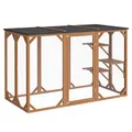 Wiltec Freilaufgehege Katzen 180 x 80 x 111,8 cm mit 3 Liegeflächen, wetterfestes Katzengehege Garten, Katzenhaus mit Drahtgitter und Bitumen Dach