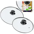 KADAX Glasdeckel Set "Pecoraro", Deckel mit Griff, mit Dampfloch, Topf- und Pfannendeckel, 24 cm + 28 cm - Transparent