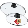 KADAX 2er Set Glasdeckel, Topfdeckel Ø24 und Ø28 cm, hitzebeständig, mit Griff, Universaldeckel für Töpfe und Pfannen, Sichtglas zur Kochkontrolle