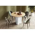 Design Esstisch Tisch HRE-111 rund Hochglanz Esszimmer 100 x 75 cm - Naturbelassen