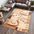 TAPISO Atlas Teppich Kurzflor Streifen Bumerang Creme Beige Braun Meliert Wohnzimmer Schlafzimmer Vintage Modern ÖKOTEX 70 x 130 cm
