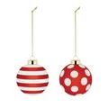Alessi Delight NZ04SET2 – Set aus Zwei Christbaumkugeln, aus Mundgeblasenem Glas, Durchmesser 6 cm, Rot, Weiß, Gold