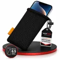 wortek Universal Handytasche Nylon Mesh Netz Beutel | 18,5cm x 9cm | für jedes Smartphone / Handy / iPhone | Schwarz
