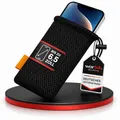 Universal Handytasche 18,5 x 9cm Handysocke für Smartphone bis 6,5 Zoll Handy Tasche - Handy Zubehör Beutel Netztasche Handytasche Nylon Mesh Tasche Netzbeutel klein Stoffbeutel schwarz