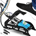2-Zylinder Fußpumpe mit Manometer Tretluftpumpe Fahrradpumpe alle Ventile Luftpumpe Doppelzylinder Fußluftpumpe Fahrrad 7 bar Fahrrad Auto Retoo