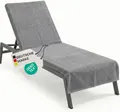 NYVI Frottee Schonbezug für Gartenliege NYVISpa 75x200 cm Grau - Hygiene Liegestuhlauflage für Sonnenliegen Strandliegen - Handtuch Bezug - 100